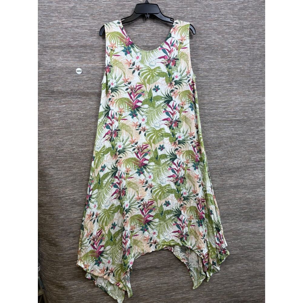 Krazy Kat Floral Sheath Dress Womens Size XL Assymetrical Hem Sleeveless - Picture 2 of 5